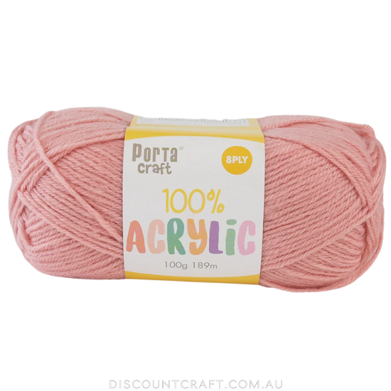 Acrylic Yarn 100g 189m 8ply - Dusty Pink