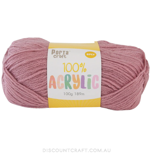 Acrylic Yarn 100g 189m 8ply - Mauve