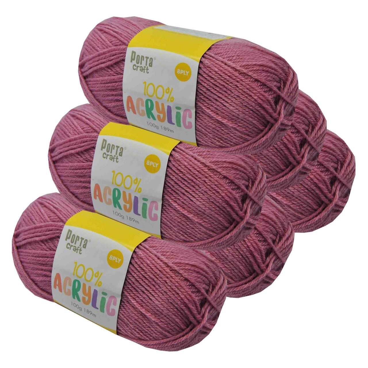 Acrylic Yarn 100g 189m 8ply - Mauve