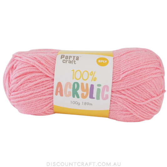 Acrylic Yarn 100g 189m 8ply - Baby Pink