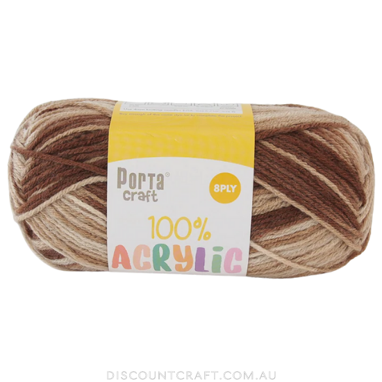 Acrylic Yarn 100g 189m 8ply - Variegated Mahogany