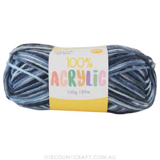 Acrylic Yarn 100g 189m 8ply - Variegated Sapphire