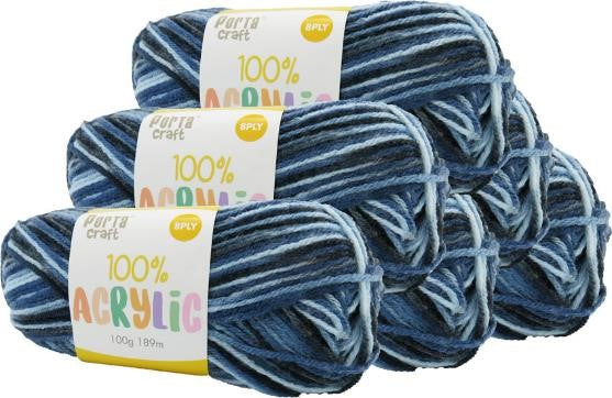 Acrylic Yarn 100g 189m 8ply - Variegated Sapphire