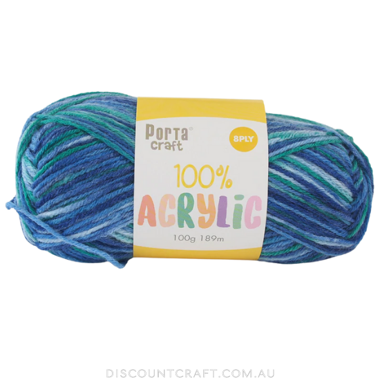 Acrylic Yarn 100g 189m 8ply - Variegated Ocean