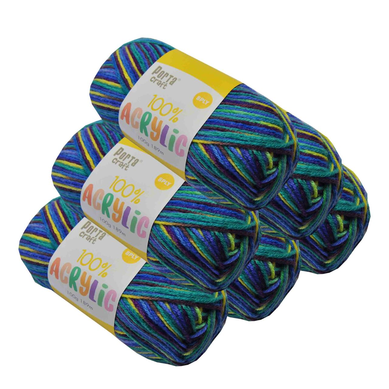 Acrylic Yarn 100g 189m 8ply - Variegated Aqua Marine