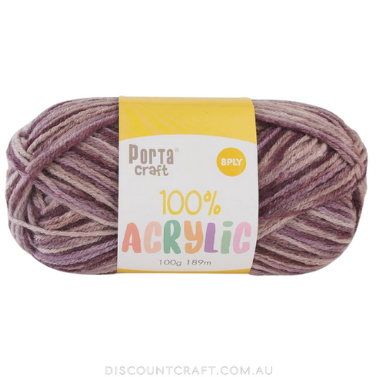 Acrylic Yarn 100g 189m 8ply - Variegated Berry