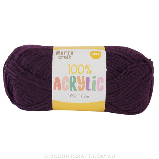 Acrylic Yarn 100g 189m 8ply - Purple