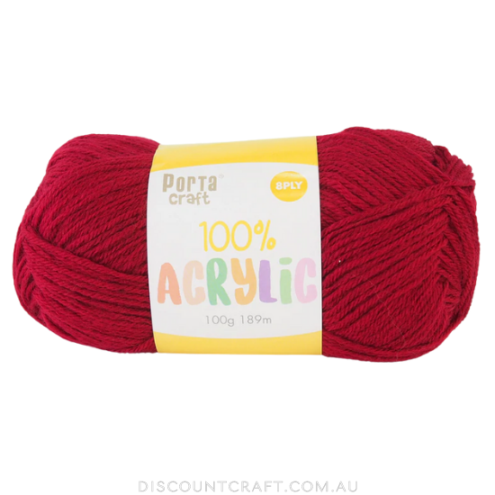 Acrylic Yarn 100g 189m 8ply - Ruby