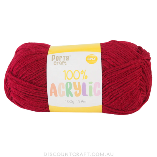 Acrylic Yarn 100g 189m 8ply - Ruby