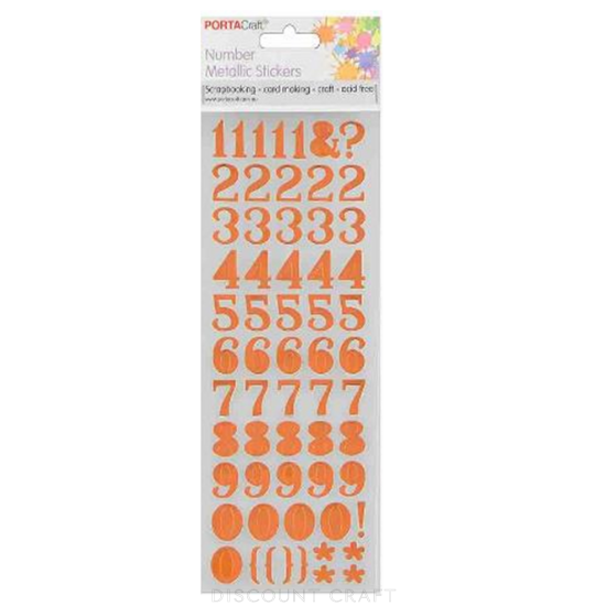Number Foil Stickers Arial - Orange