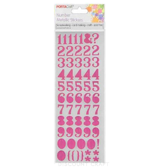 Number Foil Stickers Arial - Pink