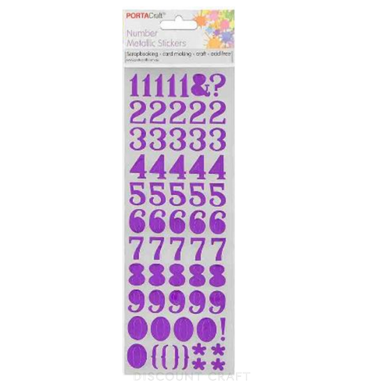 Number Foil Stickers Arial - Purple