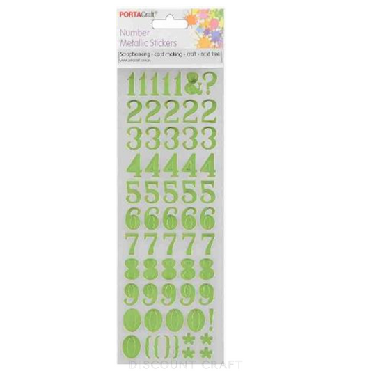 Number Foil Stickers Arial - Green