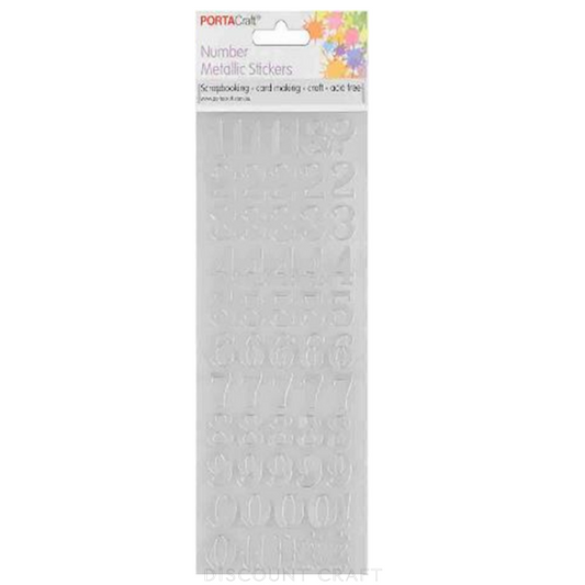 Number Foil Stickers Arial - Silver