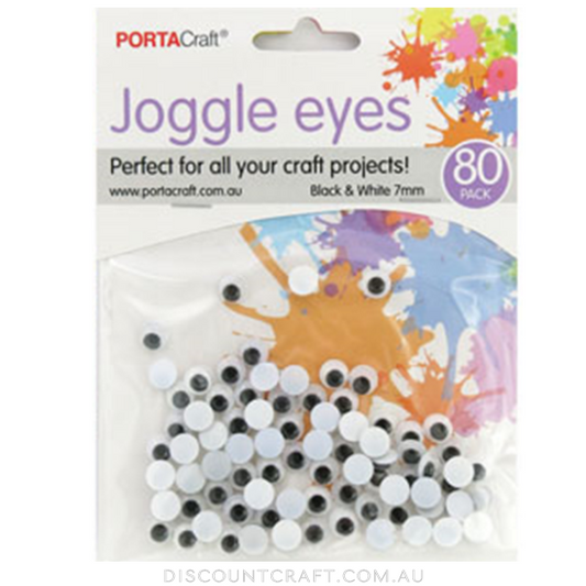 Joggle Eyes - Black & White 7mm 80pack