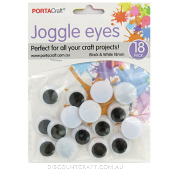 Joggle Eyes - Black & White 18mm 18pack
