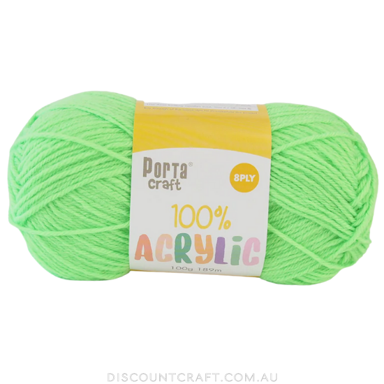 Acrylic Yarn 100g 189m 8ply Brite Green Discount Craft