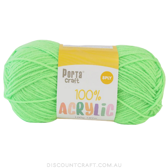 Acrylic Yarn 100g 189m 8ply - Brite Green