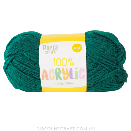 Acrylic Yarn 100g 189m 8ply - Forrest Green