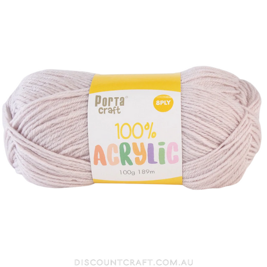 Acrylic Yarn 100g 189m 8ply - Light Mauve
