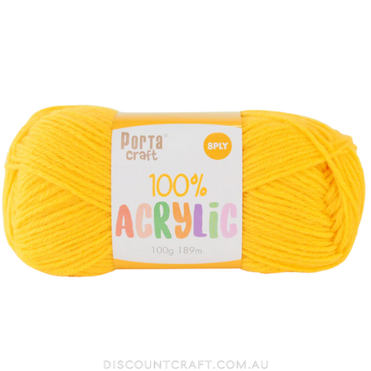 Acrylic Yarn 100g 189m 8ply - Sunshine