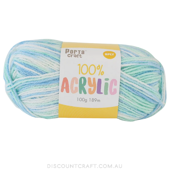 Acrylic Yarn 100g 189m 8ply - Variegated Sea Shimmer