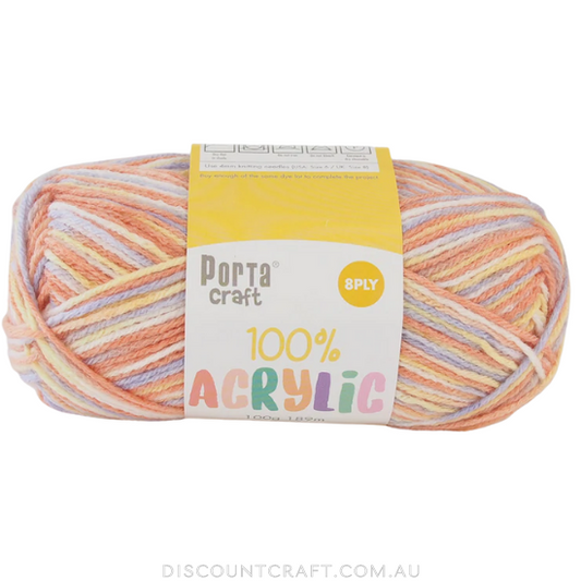 Acrylic Yarn 100g 189m 8ply - Variegated Applejack