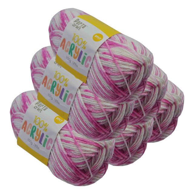 Acrylic Yarn 100g 189m 8ply - Variegated Pinky Pie