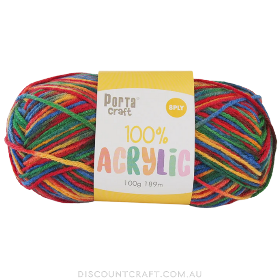 Acrylic Yarn 100g 189m 8ply - Variegated Retro Lego