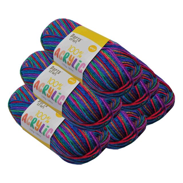 Acrylic Yarn 100g 189m 8ply - Variegated Jelly Belly