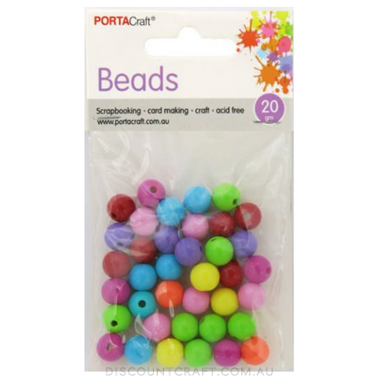 Beads 10mm 20g Round Solid - Mutlicolour