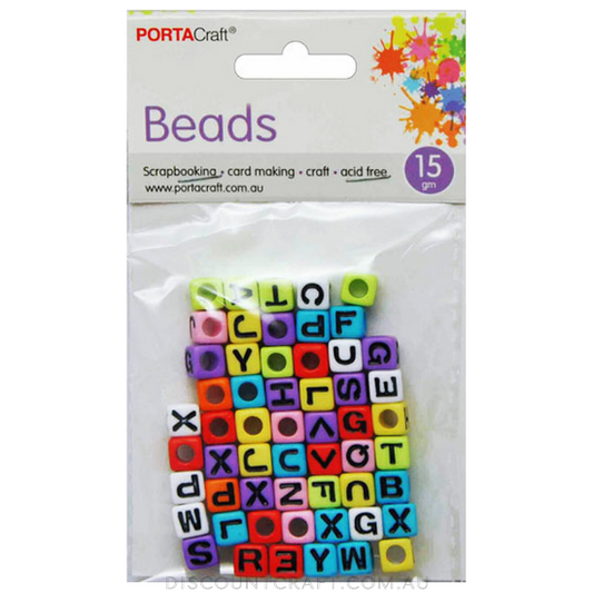 Beads Alphabet  7mm 15g Cubes - Multicolour