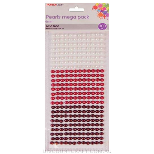 Pearl Jumbo Pack 6mm 300pc -Reds