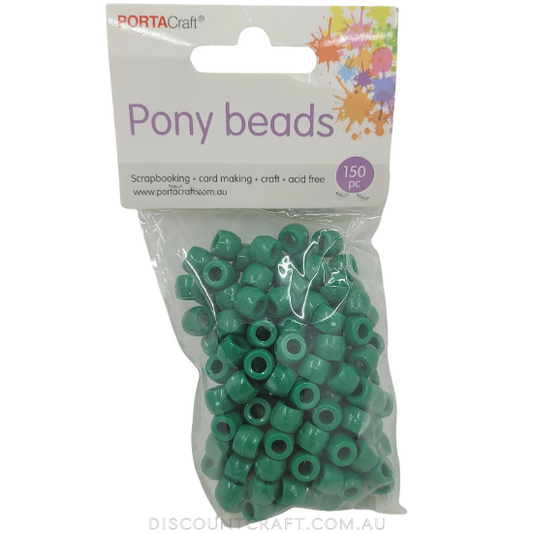Pony Beads - 150 pack - Emerald Green