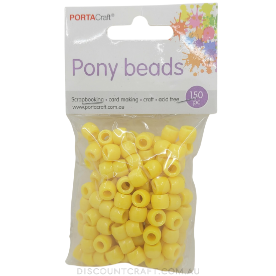Pony Beads - 150 pack - Yellow