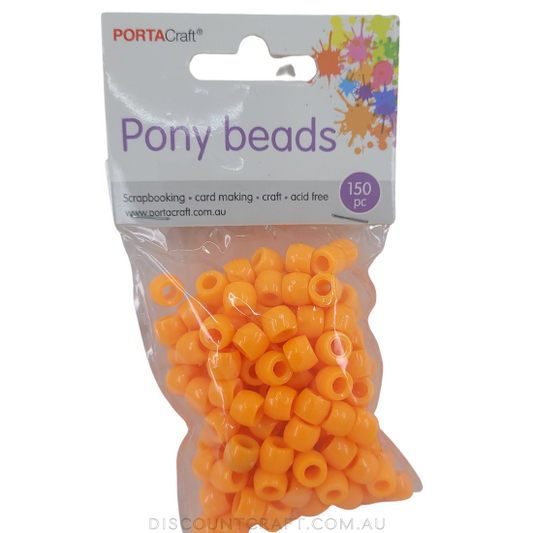Pony Beads - 150 pack - Orange