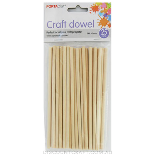 Wooden Craft Rod 25pc Natural