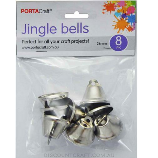 Jingle Bells 26mm 8pk - Silver