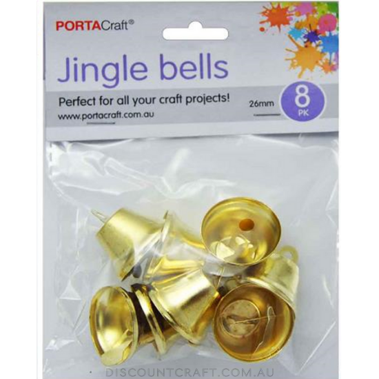 Jingle Bells 26mm 8pk - Gold