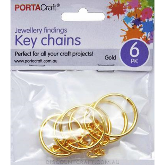 Key Chains 6pk Gold