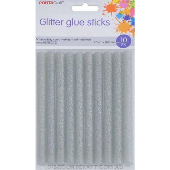 Glue Gun Sticks 7.5mm x 100mm 10pk - Glitter Silver