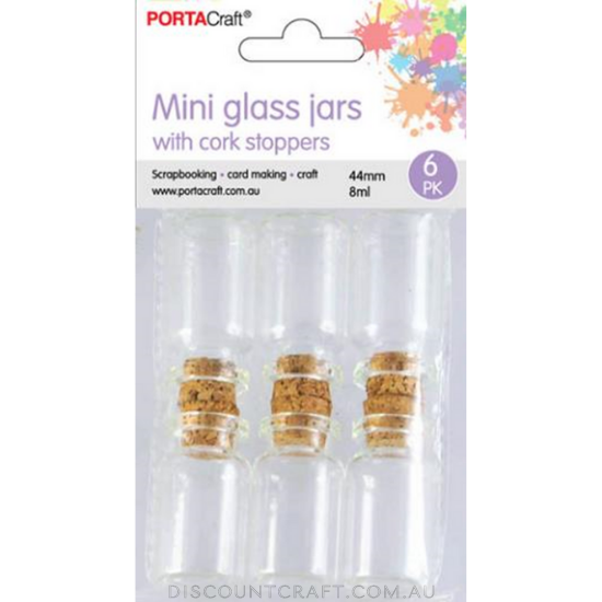 Glass Jars 44mm 6pk with Cork Stoppers