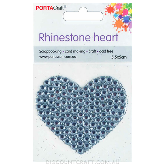 Rhinestone Decal Heart with Clear Glitter 55x50mm