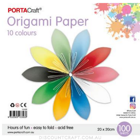 Origami Paper 20x20cm 100pk 10 Colours