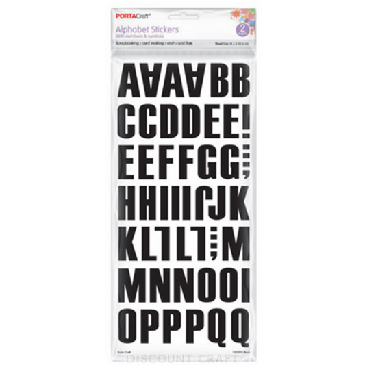Block Alphabet Sticker 3.5cm 2 Sheets - Black