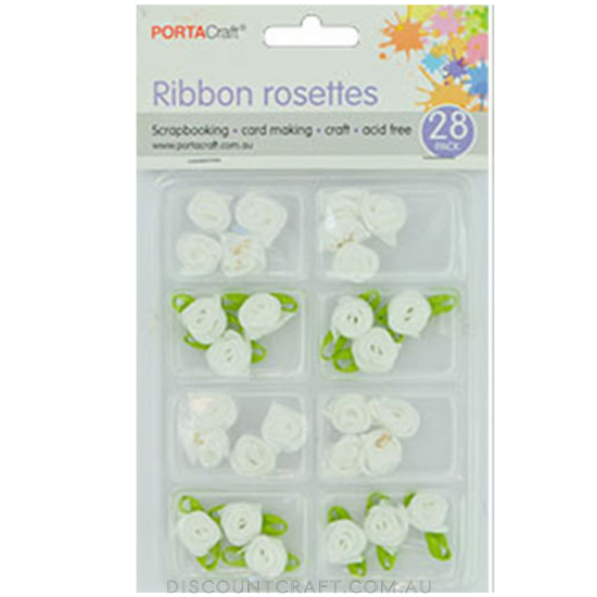 Rosettes Ribbon 28pk - White