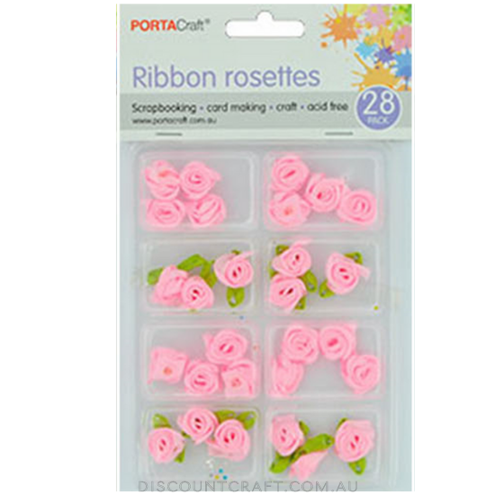 Rosettes Ribbon 28pk - Baby Pink