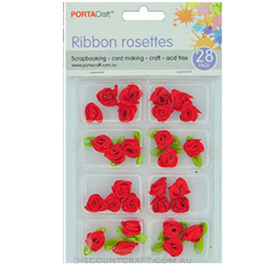 Rosettes Ribbon 28pk - Red