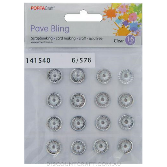 Pave Bling 14mm Round 16pk - Silver