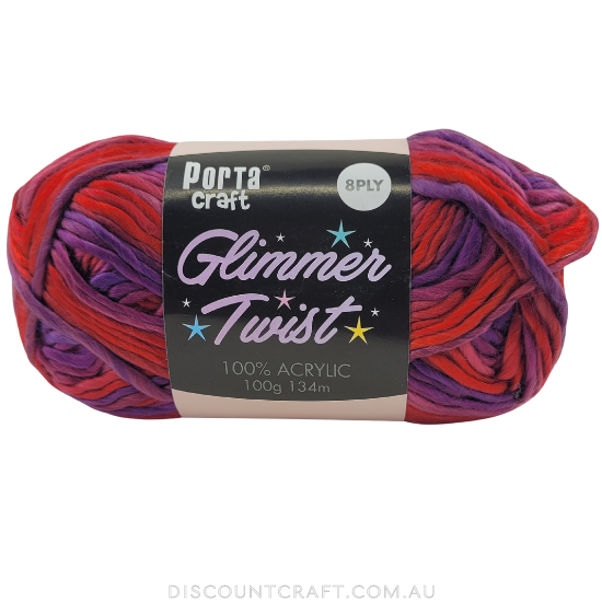 Glimmer Twist Yarn 100g 134m - Berry Blast